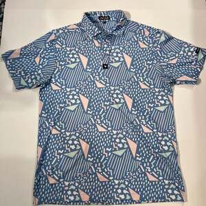 Bad Birdie Polo Shirt LargeBlue Geometric Pastel Golf Performance